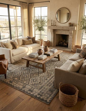 6' 9 x 10' 1 Hand Woven Kilim Maymana Wool Rug