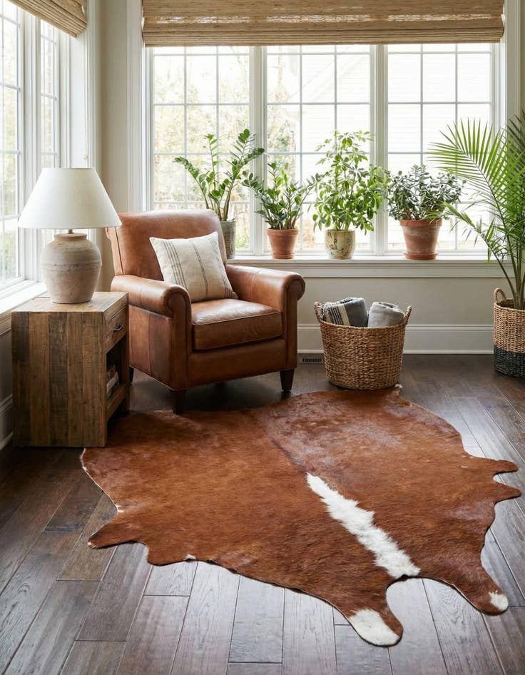 Detail image of 5' 1 x 5' 8 Cowhide Leather Rug