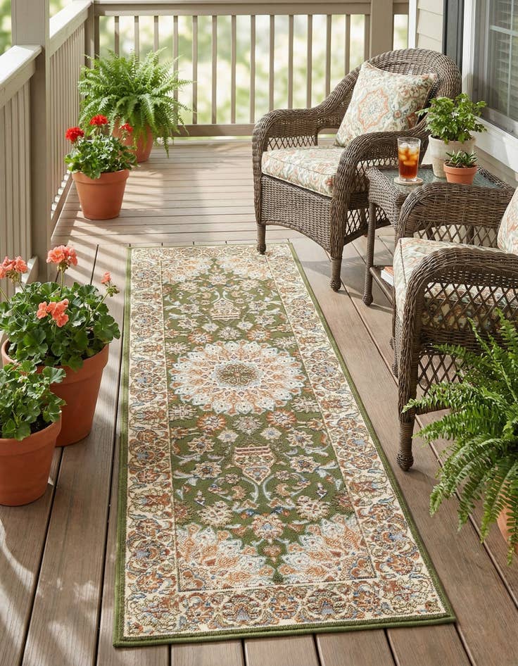Detail image of 2' x 6' 1  Washable Traditional Indoor / Outdoor Runner Rug