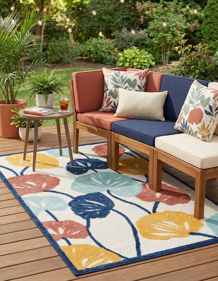 Detail image of 5' 3 x 8'  Washable Belize Indoor / Outdoor Rug