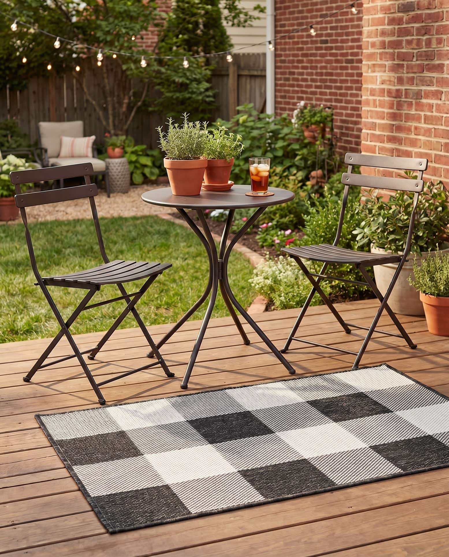 2' x 3' Easy-Clean Checkered Indoor / Outdoor Rug