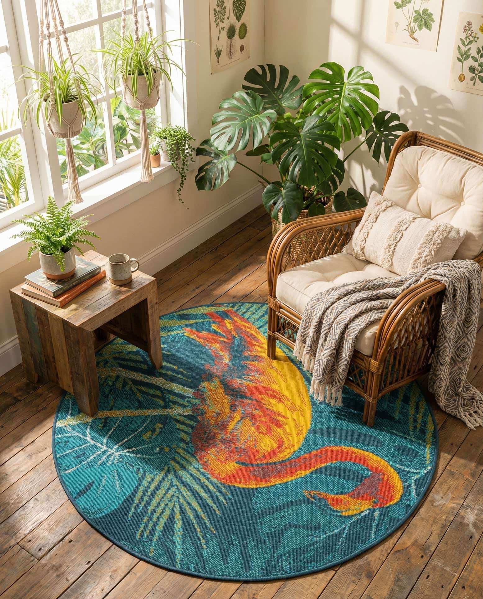 4' x 4' Easy-Clean Coastal Indoor / Outdoor Round Rug
