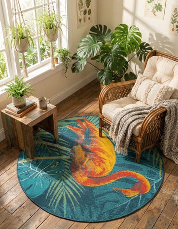 4' x 4' Easy-Clean Coastal Indoor / Outdoor Round Rug