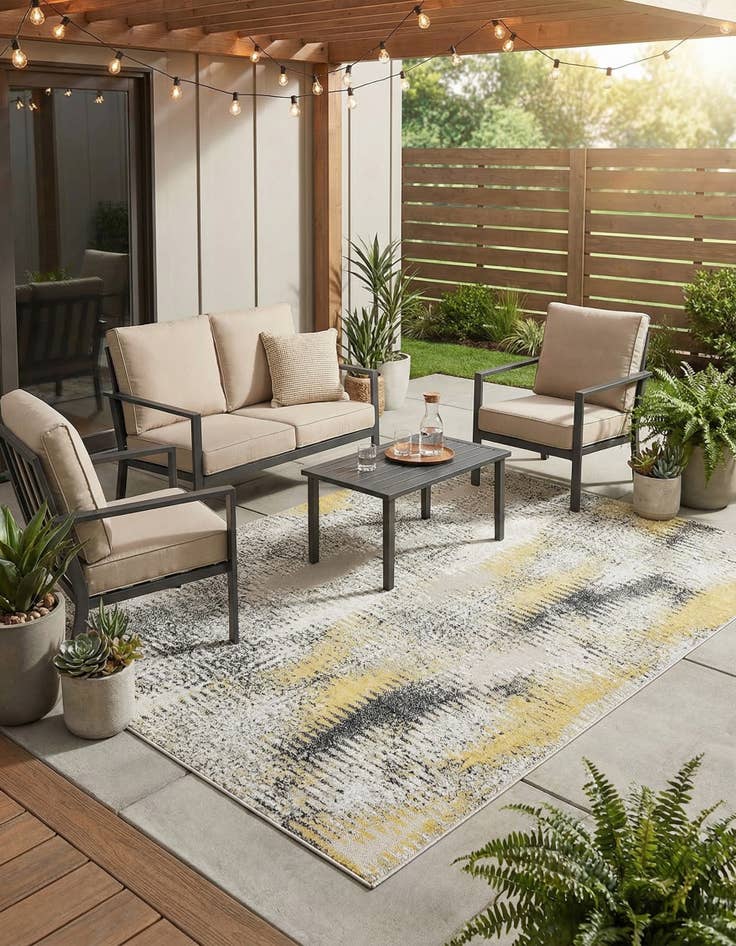 Detail image of 6' x 9'  Washable Modern Indoor / Outdoor Rug