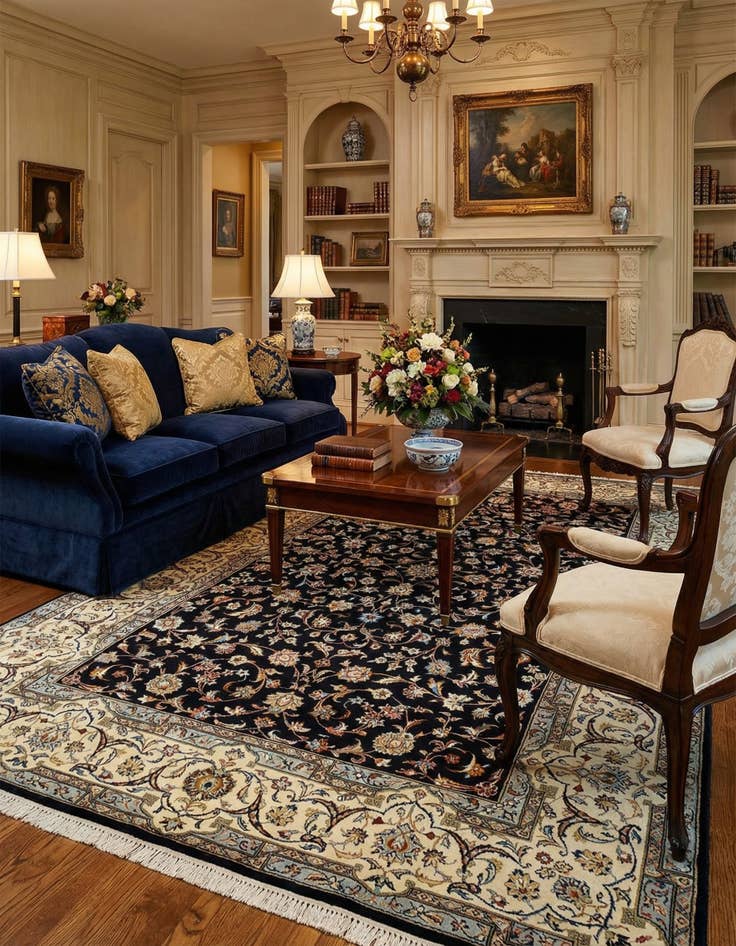 Detail image of 6' 7 x 9' 9 Mashad Wool Rug