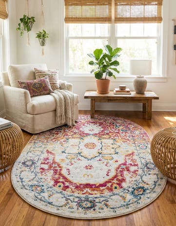 Pink Gray Madeline Vintage Oval Rug