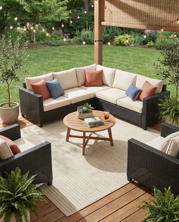 Detail image of 7' 10 x 7' 10 Easy-Clean Sabrina Soto Indoor / Outdoor Square Rug