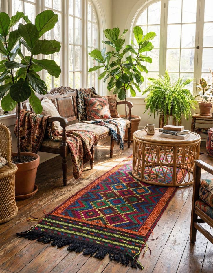 Detail image of 2' 5 x 9' 3 Hand Woven Kilim Fars Wool Runner Rug
