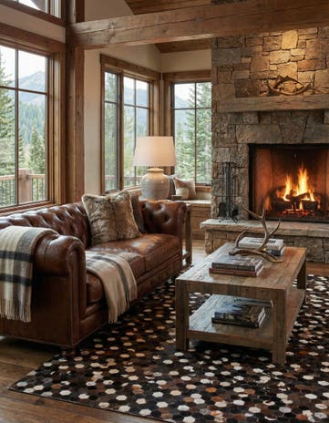 5' x 8' Cowhide Leather Rug