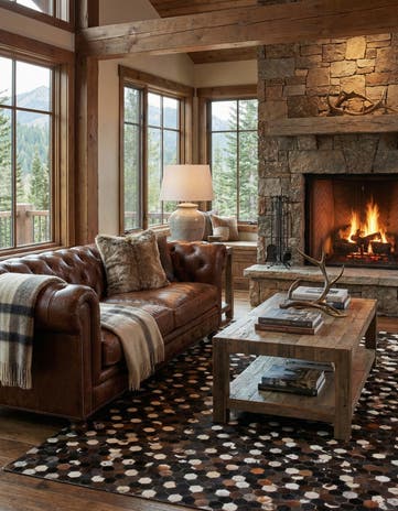 5' x 8' Cowhide Leather Rug