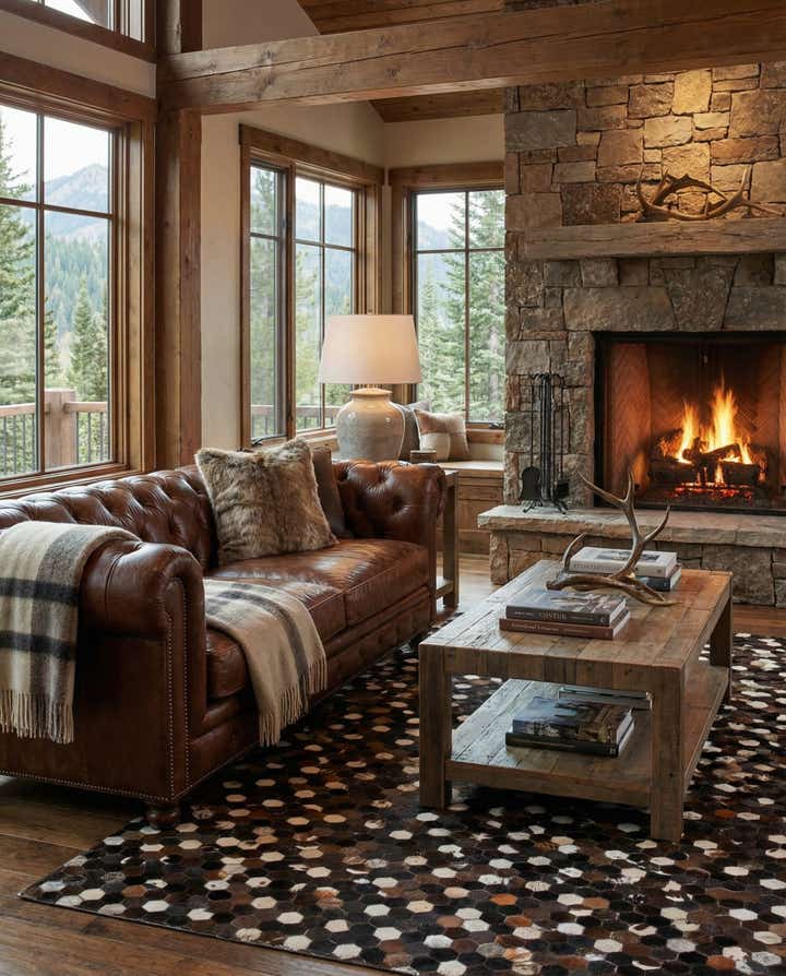 5' x 8' Cowhide Leather Rug