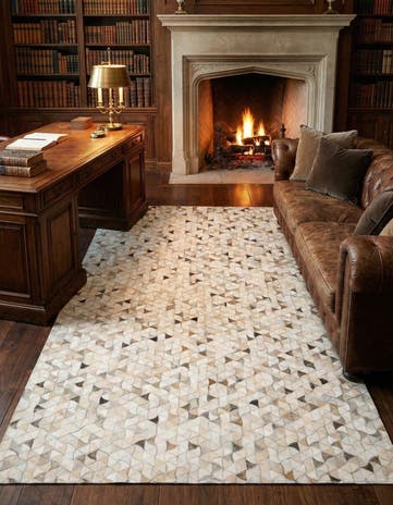 5' 2 x 8' Cowhide Leather Rug