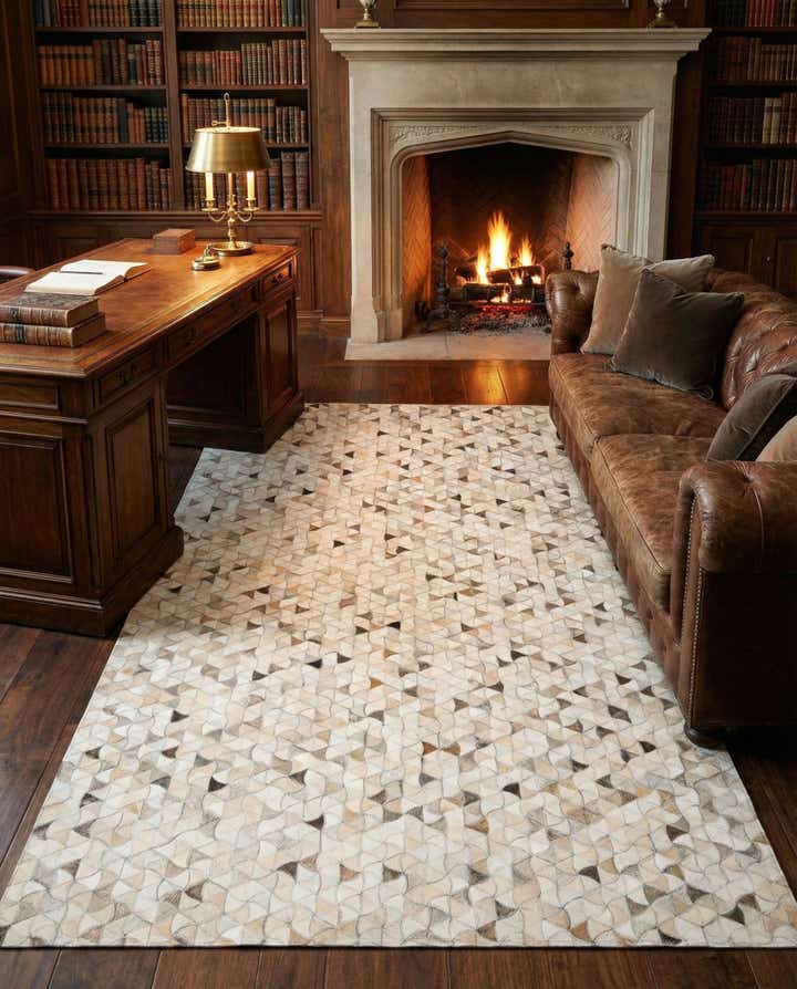 5' 2 x 8' Cowhide Leather Rug
