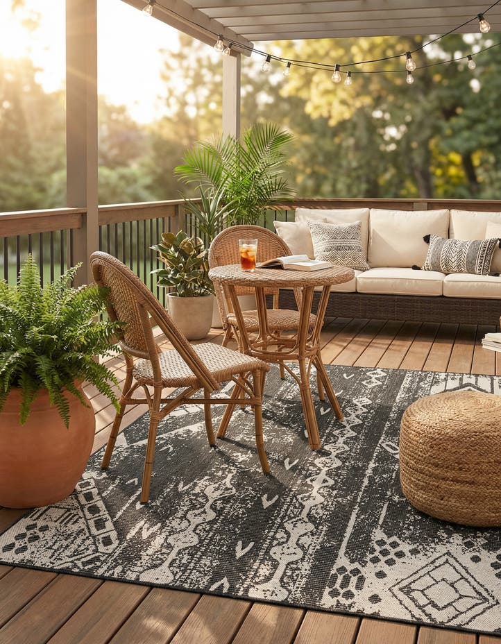 5' 3 x 8' Easy-Clean Bohemian Indoor / Outdo...