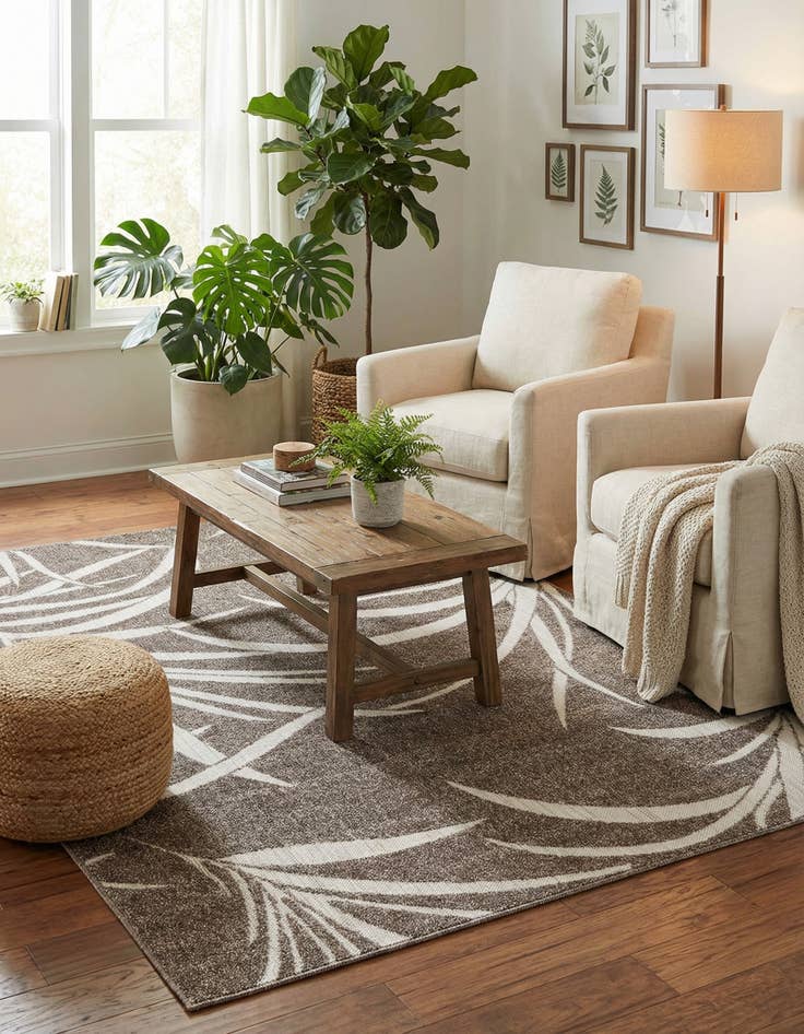 Detail image of 4' x 6'  Washable Botanical Indoor / Outdoor Rug