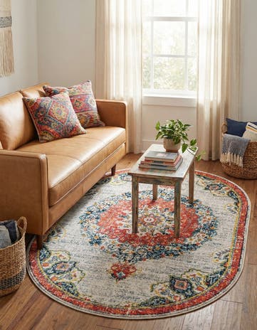 Ivory Madeline Oval Rug