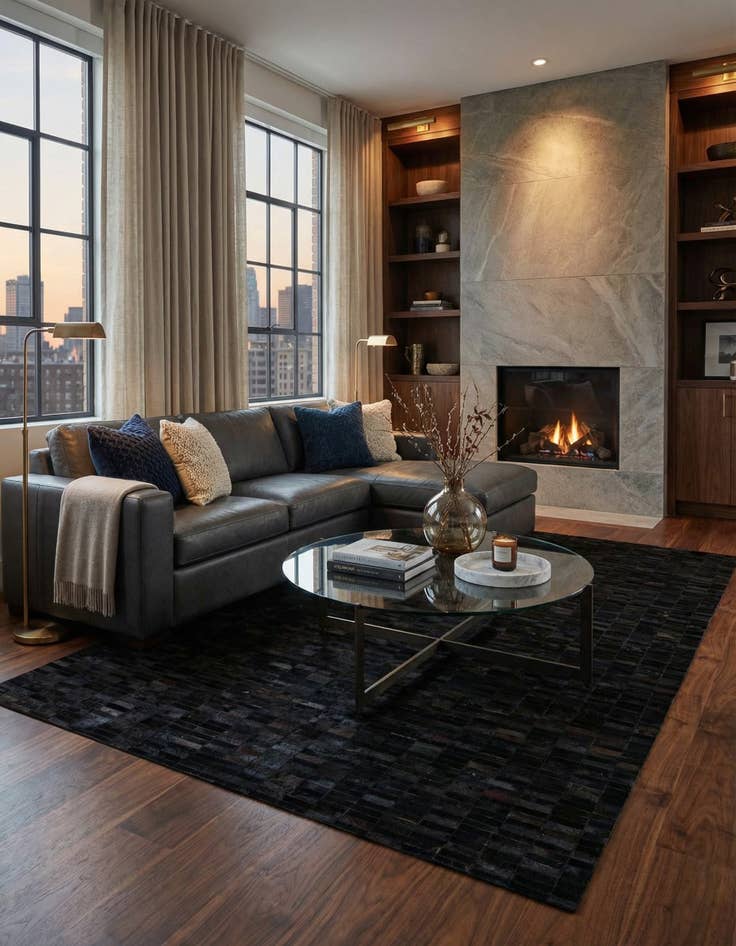 Detail image of 5' 11 x 9' Cowhide Stocks Rug