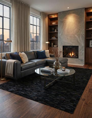 5' 11 x 9' Cowhide Stocks Rug