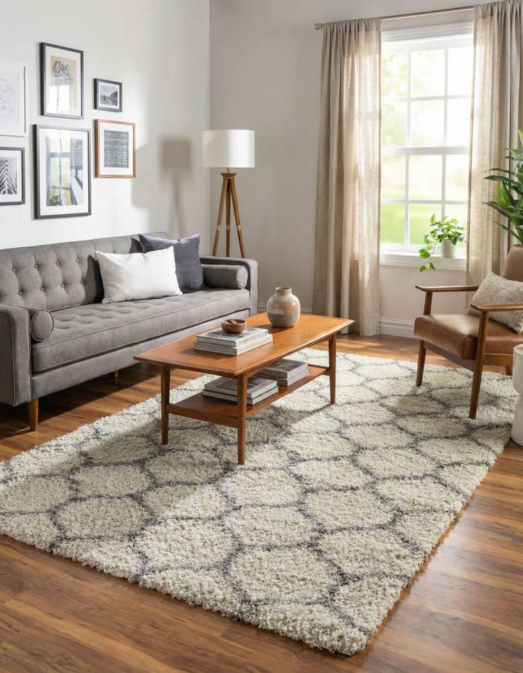 Detail image of  6' x 9' Lattice Shag Rug