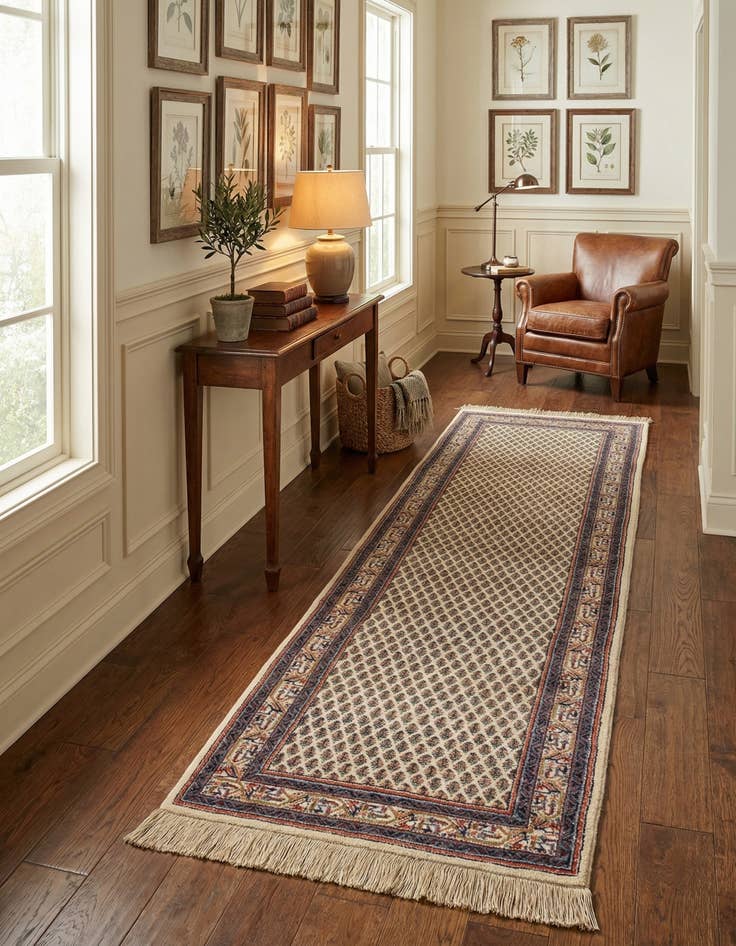 Detail image of  2' 9 x 8' 2  Hand Knotted Mir Wool Runner Rug