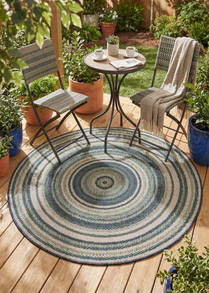 4' x 4' Easy-Clean Baja Indoor / Outdoor Round Rug