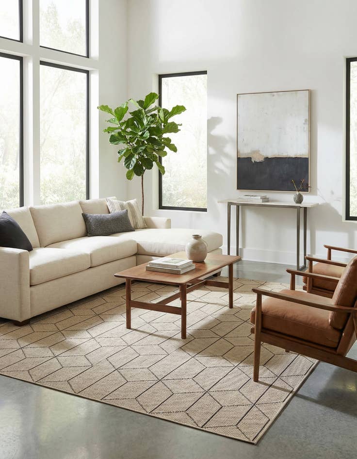 Detail image of  7' 10 x 10'  Washable Lattice Indoor / Outdoor Rug