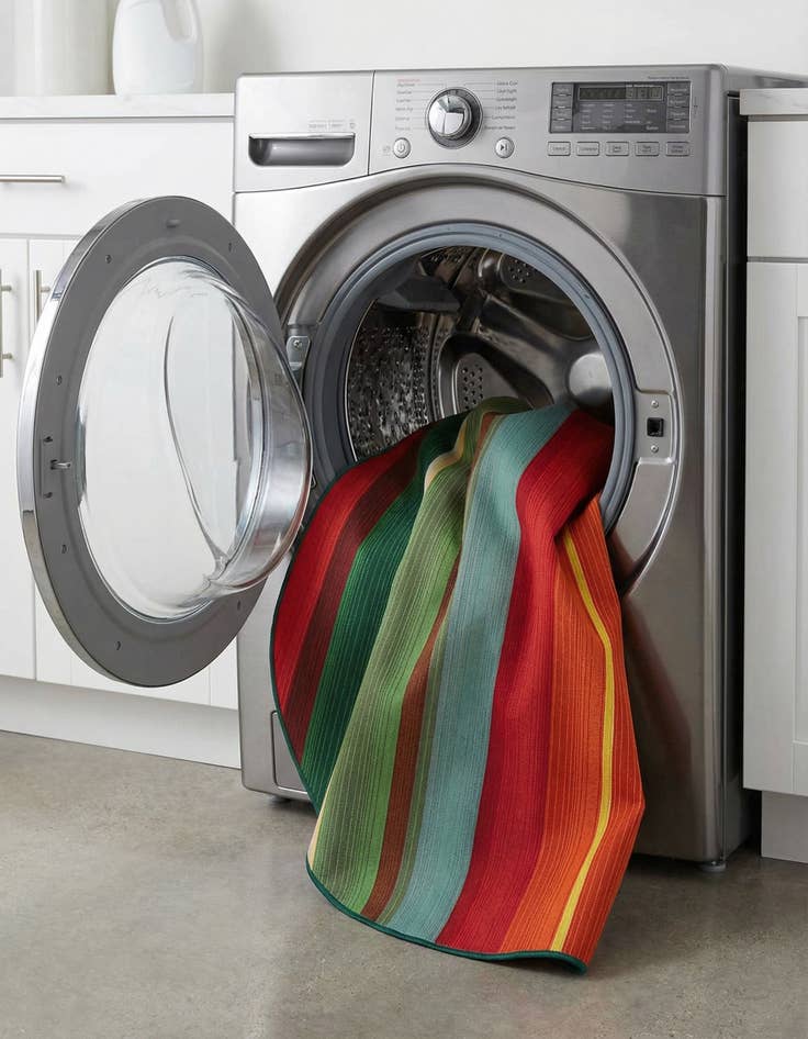 Detail image of 6' x 6'  Washable Modern Indoor / Outdoor Round Rug