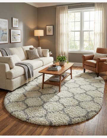 5' 3 x 8' Trellis Shag Oval Rug