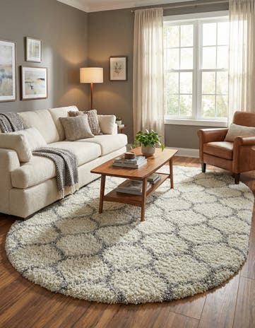 5' 3 x 8' Lattice Shag Oval Rug