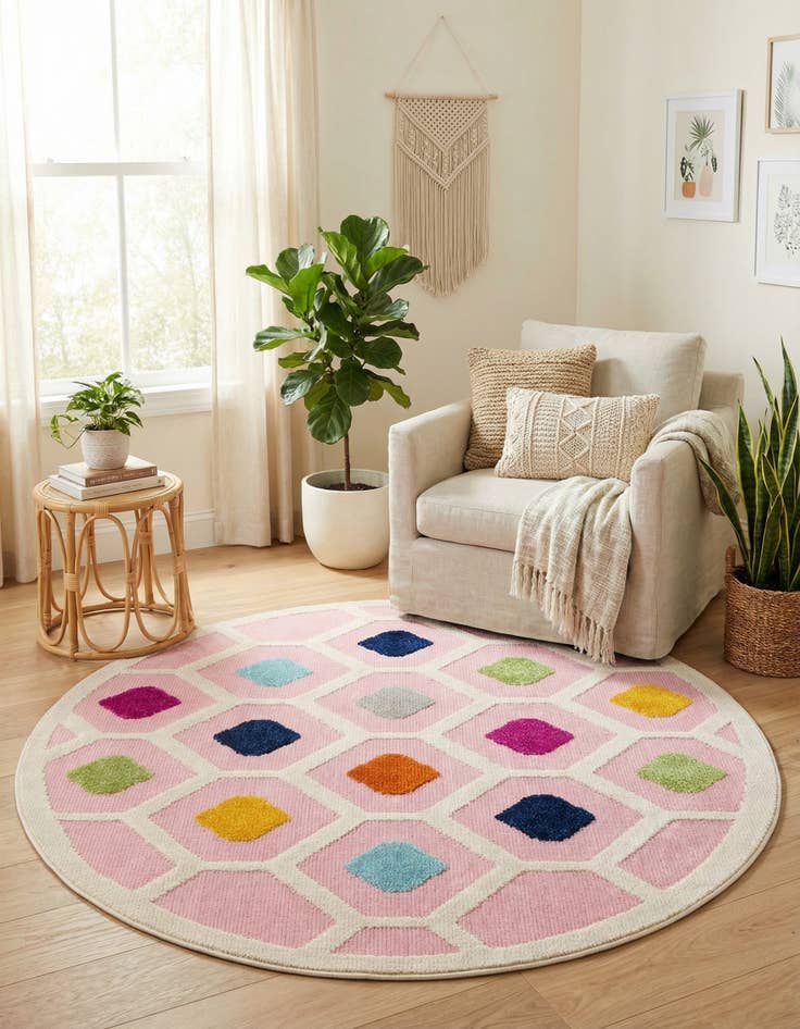 Detail image of 5' 3 x 5' 3 Easy-Clean Aruba Indoor / Outdoor Round Rug