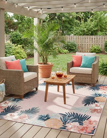 8' 2 x 10' Easy-Clean Botanical Indoor / Outdoor Rug