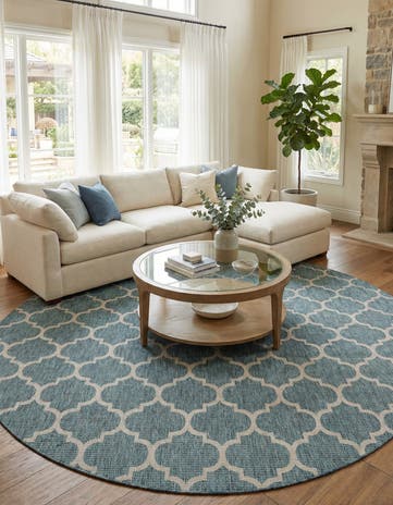 10' 8 x 10' 8 Easy-Clean Lattice Indoor / Outdoor Round Rug