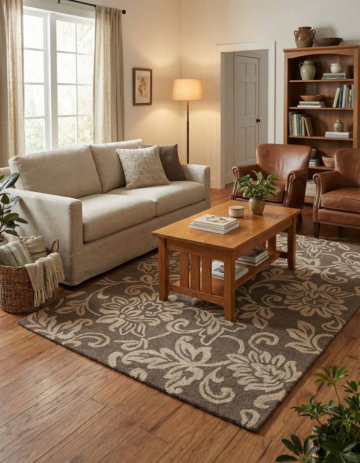 Detail image of 5' x 8' Agra Wool Rug