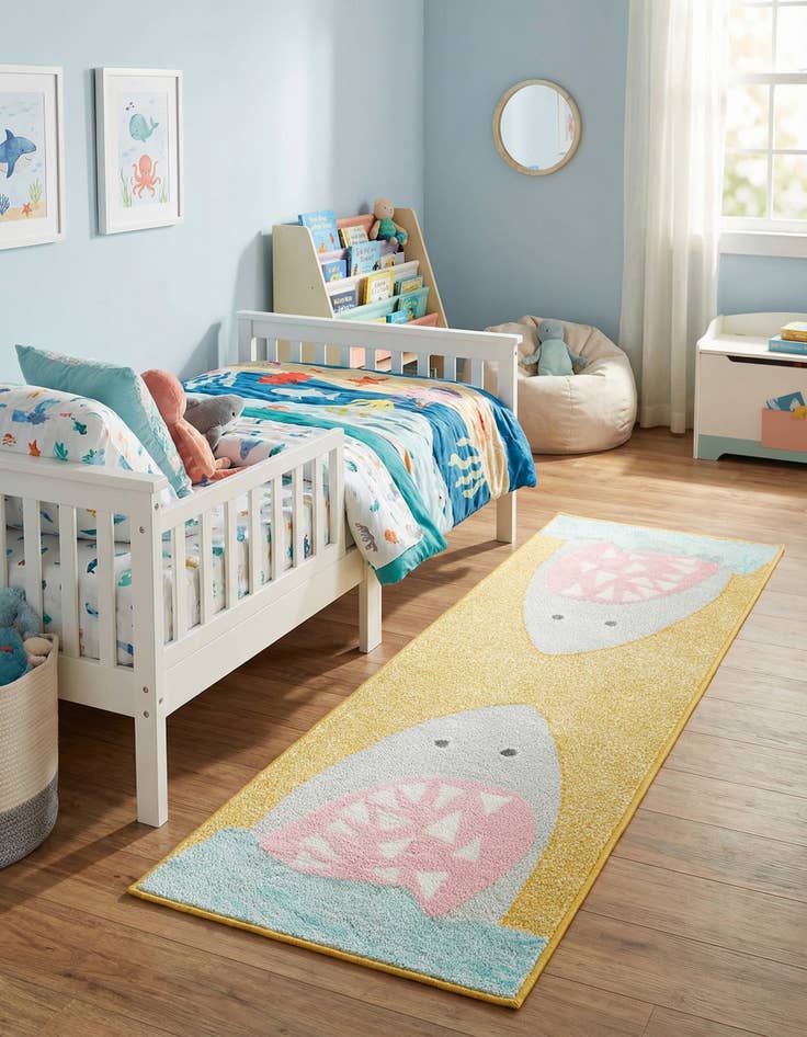 Detail image of  2' 2 x 6' 1 Shark Whimsy Kids Runner Rug