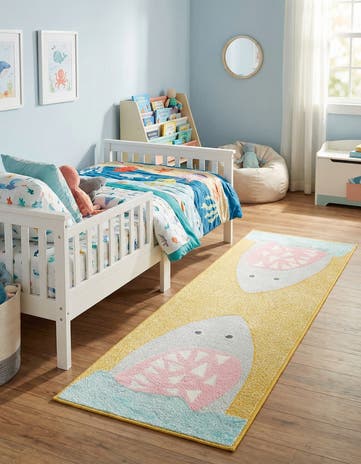 Yellow Shark Whimsy Kids Runner Rug