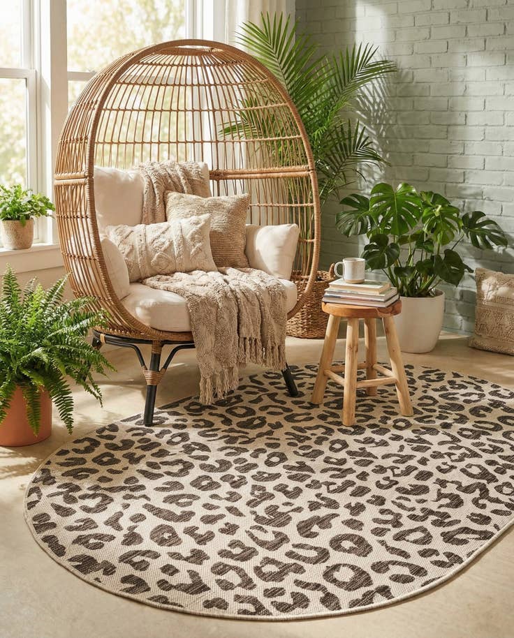 Detail image of 5' 3 x 8' Easy-Clean Safari Indoor / Outdoor Oval Rug