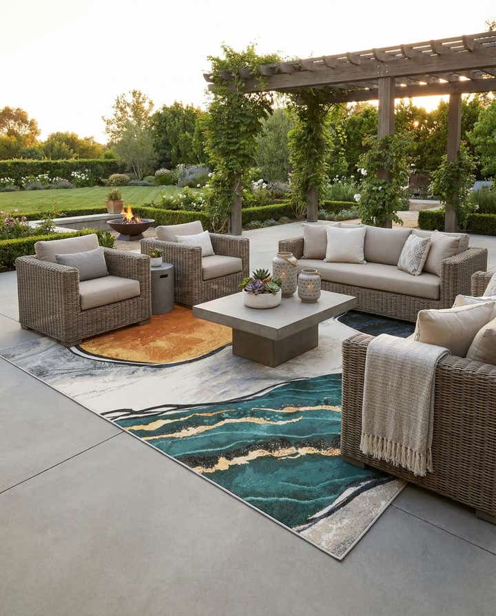 10' x 10' Easy-Clean Modern Indoor / Outdoor Square Rug