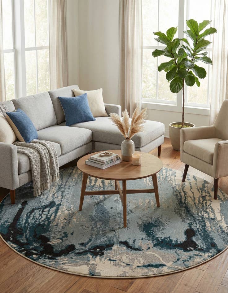 Detail image of 8' x 8'  Washable Casablanca Round Rug