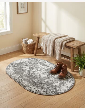 Gray Monte Carlo Oval Rug