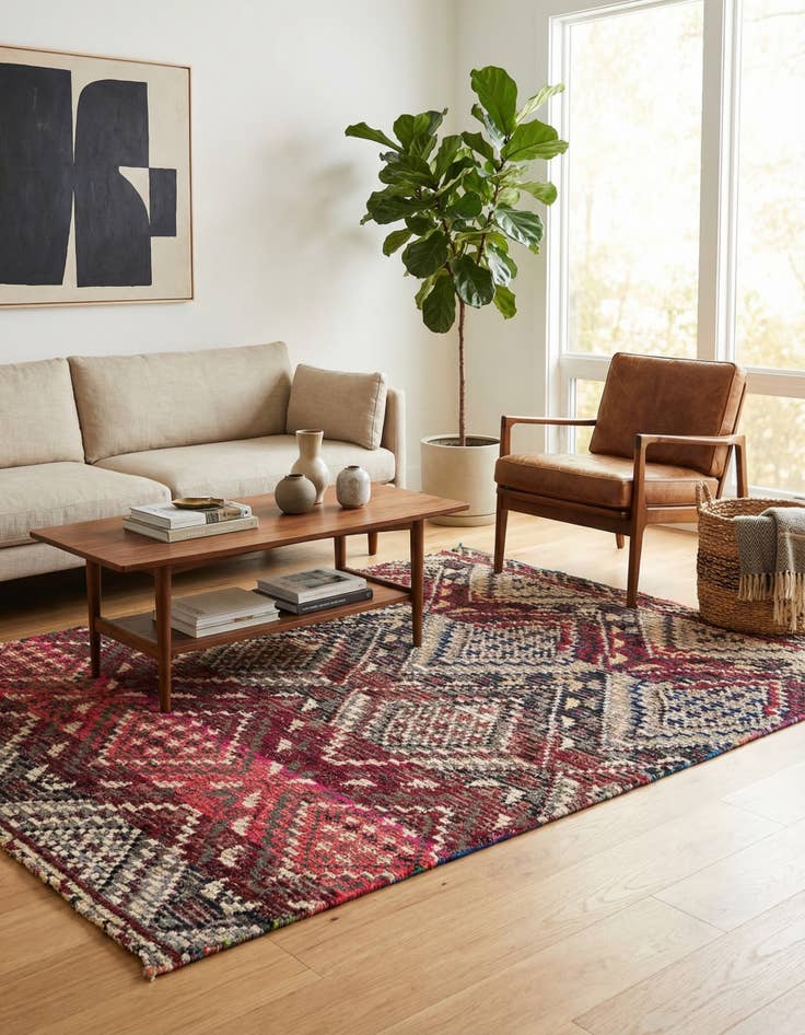 Detail image of 5' x 7' 8  Hand Knotted Moroccan Wool Rug