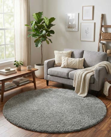  6' x 6' Soft Solid Shag Round Rug
