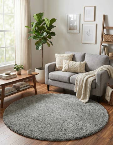 6' x 6' Soft Solid Shag Round Rug