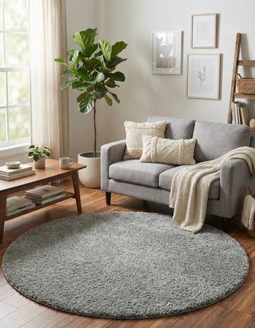 6' x 6' Soft Solid Shag Round Rug