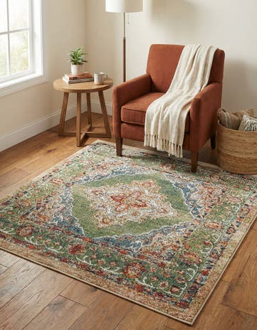 Green Isabella Square Rug