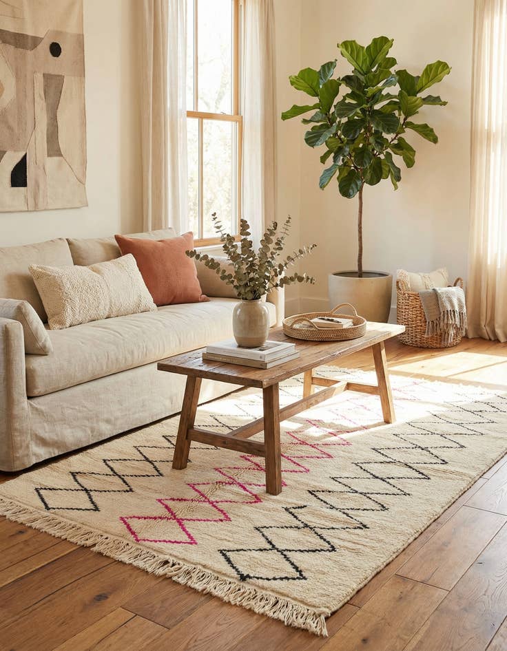 Detail image of 4' 10 x 8' 5  Hand Knotted Moroccan Wool Rug