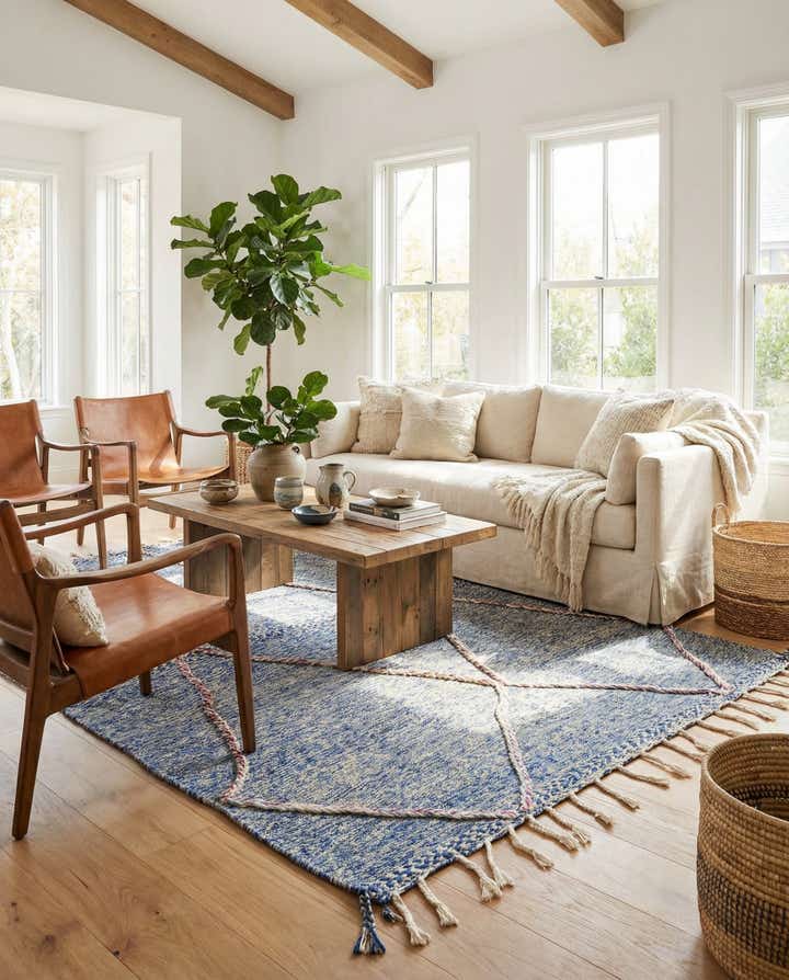 6' 7 x 9' 6 Hand Knotted Moroccan Wool Rug