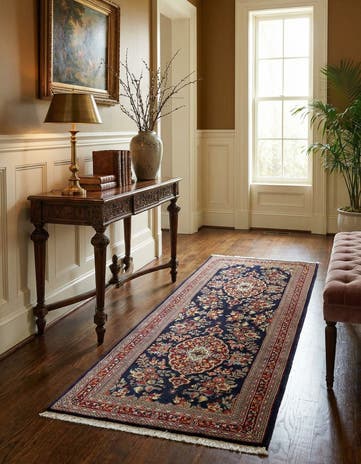 2' 8 x 6' 11 Hand Knotted Qom Persian Runner Rug