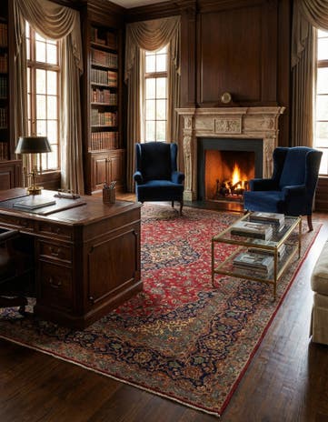 8' 2 x 12' 3 Hand Knotted Kashan Persian Rug