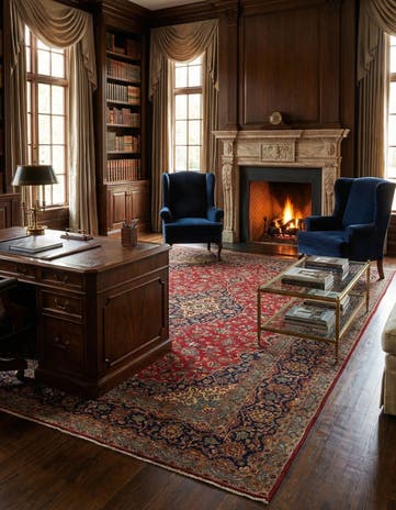 8' 2 x 12' 3 Hand Knotted Kashan Persian Rug