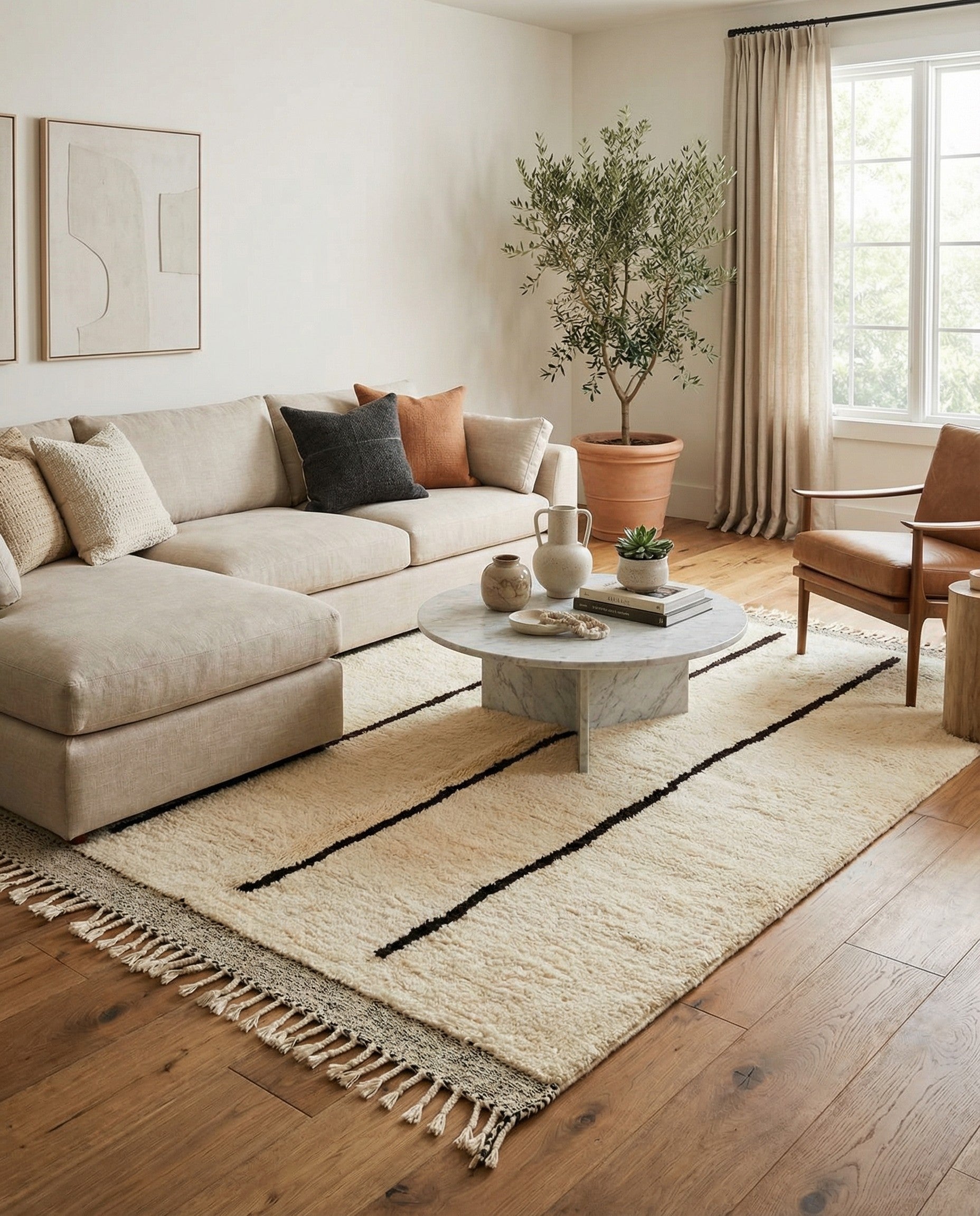 Ivory 7' x 10' Hand Knotted Moroccan Wool Rug | Rugs.com